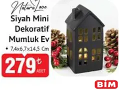 NATURALOVE SİYAH MİNİ DEKORATİF MUMLUK EV 7,4X6,7X14,5 CM